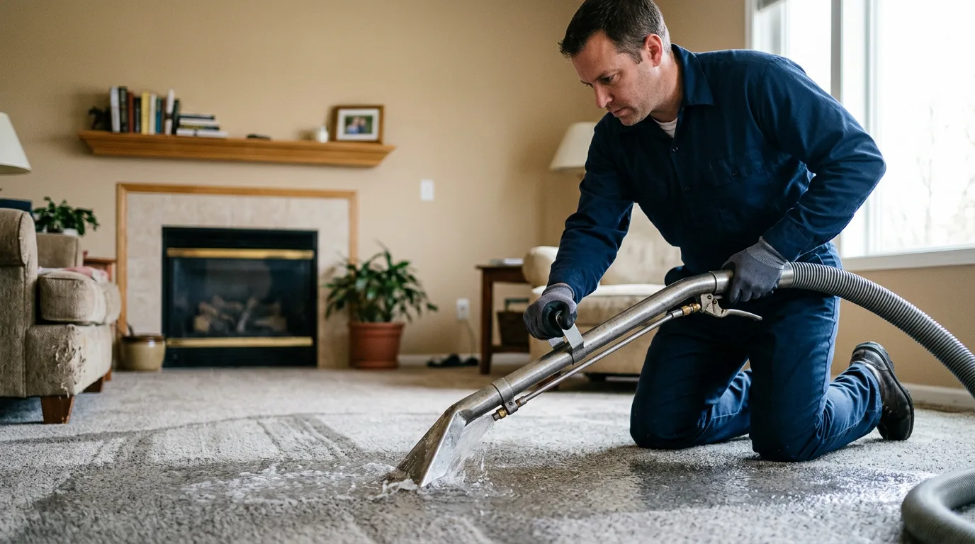 Water damage restoration technician working near Staffordsville, VA